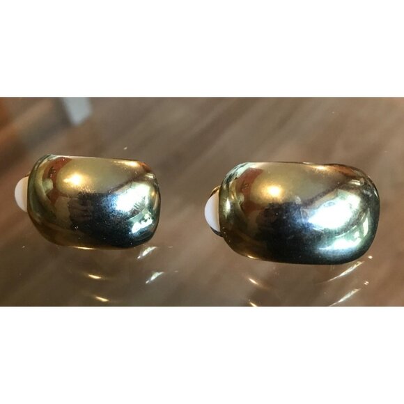 Vintage Gold-Tone Clip-On Earrings Half-Hoop Design Elegant & Timeless - Picture 4 of 7